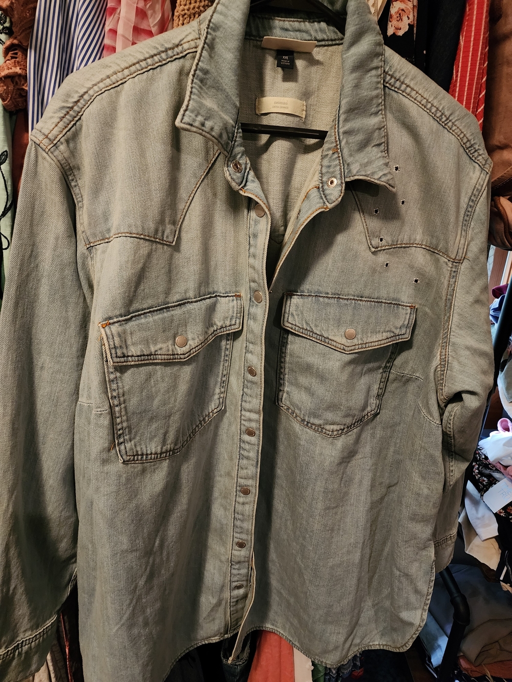 Light Wash Denim Button-Up Shirt NWOT